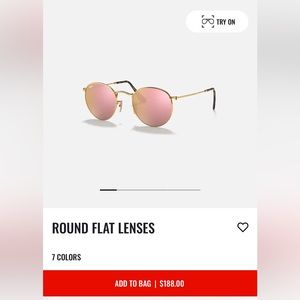 Never worn: Rayban round flat lens sunglasses with pink lenses